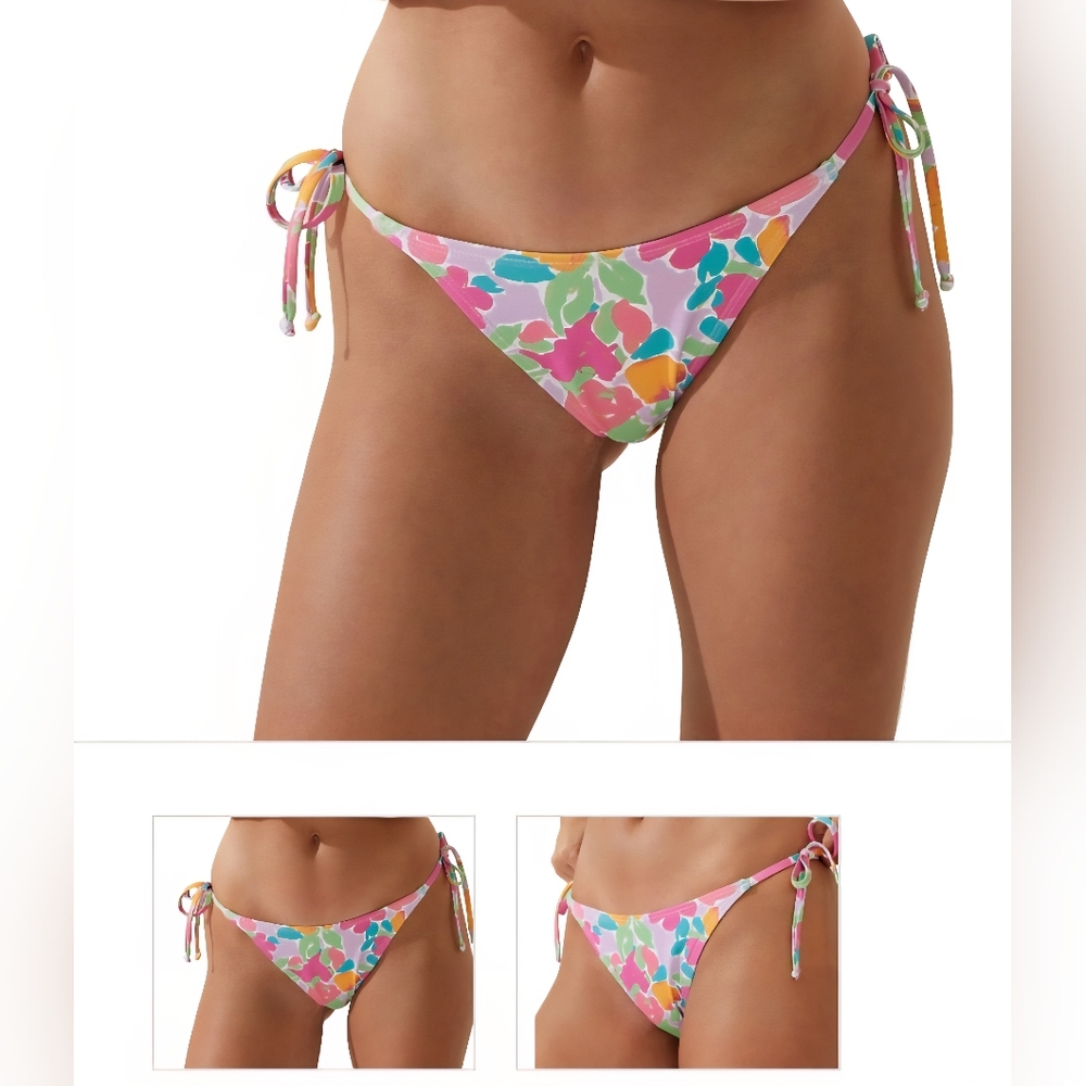 Cotton on Women's Printed Tie Side Bikini Bottoms - Celeste Floral/white, XL